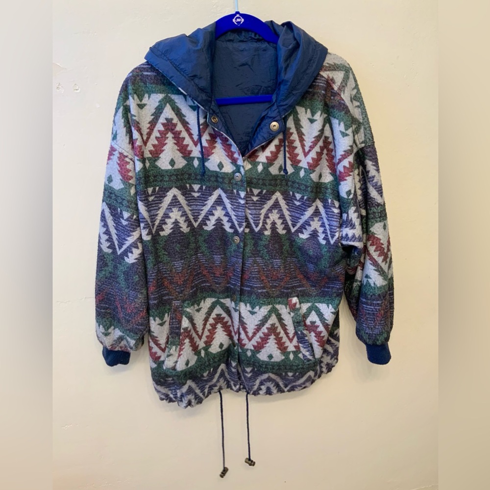 Vintage KARIZMA Southwestern Reversible Hooded Jacket Made In Egypt One Size